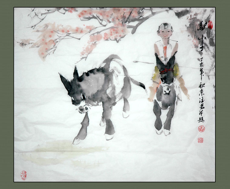 国画之所以受到很多人的欣赏和爱好,其实就在于一种凡俗的趣味和线条的洒脱逸趣的勾勒,比如白菜罗卜,比如猫和蟋蟀,比如马和牛,比如驴。 毛驴在民间的意识里决不是什么好东西。比如在骂人的话里,骂一个人是狗,是在骂他的低贱和奴性,骂一个人是驴,是在骂他的愚蠢和浑,再不就是你属驴哒,动不动就尥蹶子等。